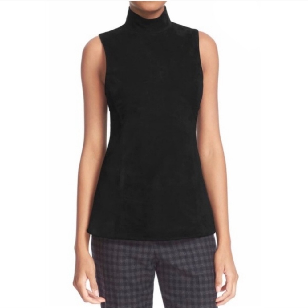 Theory Top $295 Eulia Tidle Navy Suede
Jersey Sleeveless Mock Neck sz S
GUC
